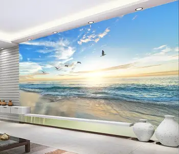Beibehang Vlastnú tapetu mora sunrise papier pozadí steny domova obývacia izba, spálňa 3d TV pozadí steny 3d tapety