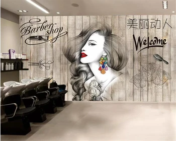 Beibehang Vlastnú tapetu módne kaderníctvo kaderníctvo, kozmetický salón, holičstvo pozadí dekorácie 3d tapety mura