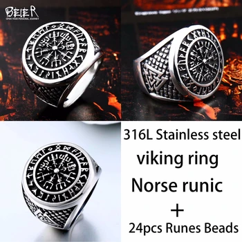 BEIER nehrdzavejúcej ocele charakter geometrie thor je kladivo mjolnir Viking krúžok pre človeka darom, Punk rock Šperky chlapca darček BR8-522