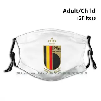 Belgicko Futbal Logo Opakovane Úst Tvár Masku S Filtrom Pre Dieťa Dospelých Belgicko Kráľovskej Belgickej Futbalovej Asociácie Futbal