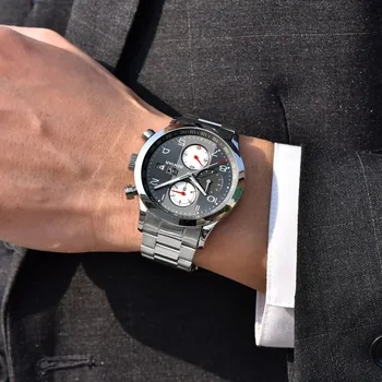 BENYAR ležérne módne značky, pánske športové hodinky z nerezovej ocele, quartz chronograf hodinky vodotesné čierne pánske hodinky hodinky
