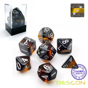 Bescon Minerálne Kamene GEM VÍNA Polyhedral D&D Kocky Súbor 7, RPG Hranie Rolí Hry Kocky 7pcs Nastaviť AMBER