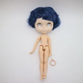Bez oči čipy chlapec spoločné telo Nahé blyth bábika pre DIY modré vlasy