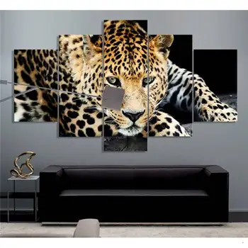 Bez rámu Dekoratívne Plátno na Maľovanie Jaguar Obrázok Pre Domova 5 Ks Panelov Veľké Plátno Umenie Pre Obývacie Steny Umenie dropship