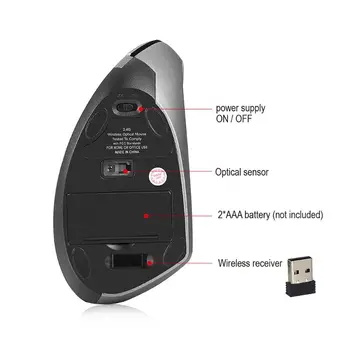 Bezdrôtová Ergonomická Myš Optická 2.4 G 800/1600/2400DPI Svetlo Zápästie Uzdravenie Vertikálne Myší s Podložka pod Myš Auta