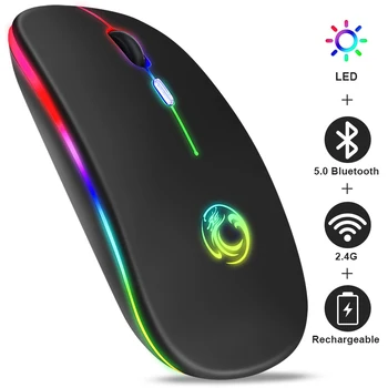 Bezdrôtová Myš Bluetooth RGB Dobíjacia Myš Bezdrôtová Počítač Tichý Mause LED Podsvietený Ergonomic Gaming Mouse Na Notebook PC