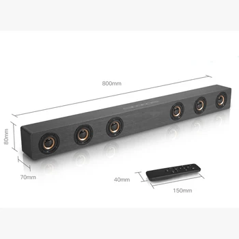 Bezdrôtové pripojenie TV Soundbar Bluetooth Reproduktor 30W Zvuk Bar Hifi Stereo Zvuk Drevené Sound Bar s RCA AUX vstup HDMI Na TV Domáce Kino