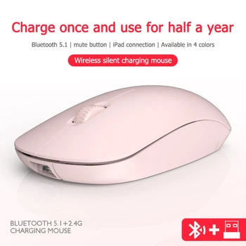 Bezdrôtový Bluetooth 5.0 2.4 G Myši Nabíjateľná Duálny Režim Pohotovostný Tichý Mini Prenosná Myš Pre Notebook PC