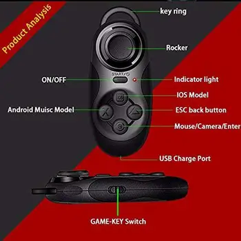 Bezdrôtový Bluetooth V4.0 Hra Rukoväť Mini VR Radič Diaľkové Pad Gamepad Pre IOS/Android Smartphone Ovládač Chlapec Deti Darček