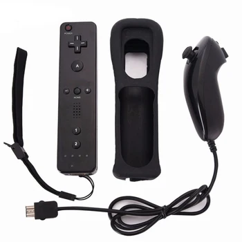 Bezdrôtový Gamepad Diaľkový ovládač + Nunchuck 2 v 1 Pre Nintend Wii Controller Ovládač Silikónové puzdro