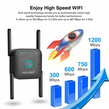 Bezdrôtový WiFi Opakovač Wi-Fi Booster 2.4 G/5 ghz Wi-Fi Zosilňovač 300/1200 M Signálu WiFi Long Range Extender Prístupu