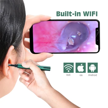 Bezdrôtový WiFi Otoscope Ultra-Tenké Ucho Rozsah Fotoaparát Vodotesný ušného mazu Nástroj pre Odstránenie LED Svetlá Zdravotnej Starostlivosti Nástroj