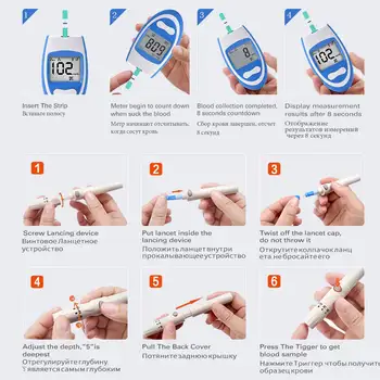 Bezpečné Smart mgdL Glucometer s Fľaškové Testovacie Prúžky a Lancets GLM-79 Lekárske Glukózy Meter pre Presné Diabetes Cukru v Krvi Test