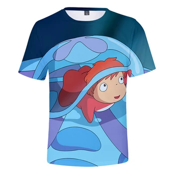 Bežné 3D t shirt Anime Ponyo Na Útese Muži/ženy Tees Módne Hip Hop streetwear Horúce 3D chlapci/dievčatá tričko tričko