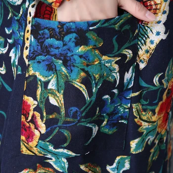 Bežné tričko Šaty Žien Dlhá blúzka vytlačené Veľké vrecko na jar a na jeseň bavlny a ľanu dlhý rukáv cardigan Výkopu Topy