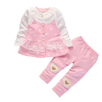 BibiCola dieťa dievča oblečenie sady jar jeseň čipky cardigan topy+nohavice 2 ks tepláková súprava nastaviť bebe šaty, obleky dojčenské oblečenie
