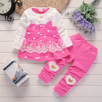 BibiCola dieťa dievča oblečenie sady jar jeseň čipky cardigan topy+nohavice 2 ks tepláková súprava nastaviť bebe šaty, obleky dojčenské oblečenie
