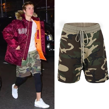 Bieber Kamufláž Šortky v Lete Streetwear Trend Neforemné Krátke Pánske Hip Hop All-zápas Koleno Dĺžke Mladých Módnych Bežné