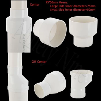Biela DWV Zníženie PVC Tube tvarovku Excentrický Mimo Centra Spojky Redukcie