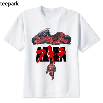 Biela-Krátke rukávy Mužské tričko Akira Synthwave Anime Štýlu Harajuku Bežné Tričko Pohodlné Ulici Tlač T-shirt