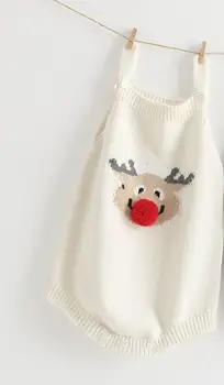 Biela/Šedá Vianočné detské oblečenie dieťa novorodenec romper dieťa podväzkové jumpsuit dieťa detský overal deti oblečenie