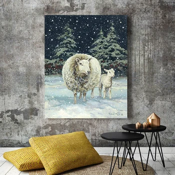 Biele ovce dobytok zvierat krajiny olej Hotel ozdobné maľovanie podľa čísel umenie