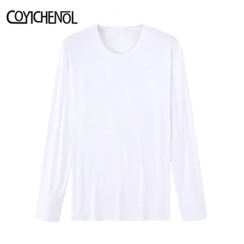 Biele tričko mužov 5xl Nadrozmerná dlhými rukávmi tričko veľkosť modálne O-neck tričko plus veľkosť bežné farbou top COYICHENOL