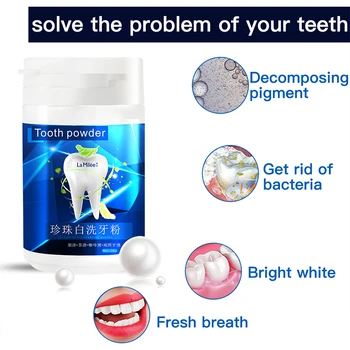 Bielenie zubov Prášok Rýchle Čistenie Škvŕn, Odstránenie stomatologickej Starostlivosti Fyzickej Whitener zubná pasta Ústnej Hygieny Zlepšiť halitosis 50g