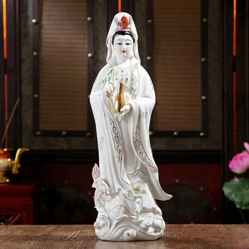 Biely porcelán, Guanyin Avalokiteshvara, Budhu, sochu, keramické ozdoby, socha, Kwan-yin Bódhisattva výška 35 cm
