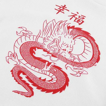 Biely Čínsky Znak, Drak Print T Shirt Ženy Bodycon Bežné Tričko T-Shirt Streetwear Topy Tee Tričko V Lete