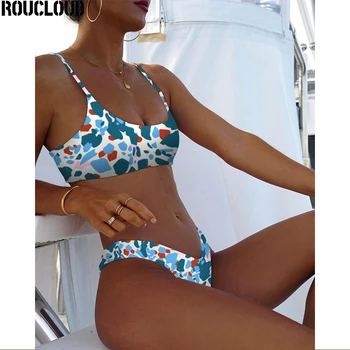 Bikini Tlač Brazílsky Biquini Backless Sexy Plavky Ženy Push Up Plavky Ženská Pláž, Kúpanie Bikini Set