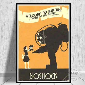 Bioshock Rapture Video Hry, Retro Deti Darček Umelecké Plátno na Maľovanie na Stenu, Obraz Domova Plagáty a Výtlačky