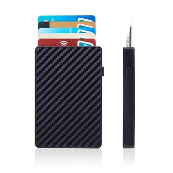 BISI GORO Smart Business Držiteľa Karty 2021 Dotyk Carbon Slim Peňaženky RFID Protector de tarjeta de cr dito Tlačidlo Karty Prípade Mužov