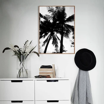 Black a White Coconut Tree Plátno na Maľovanie Domáce Dekorácie , Tropické Štýl Palma obrazov na Stenu Umenia, Tlače, Plagát