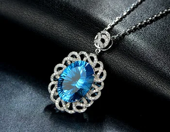 BLACK ANGEL Luxusné Sapphire Prívesky Pre Ženy 925 Sterling Silver Blue CZ Drahokam DIY Módne Šperky Bez Reťazca