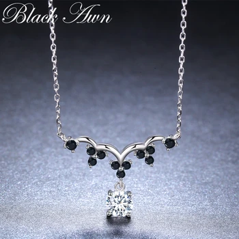 [BLACK AWN] Classic 925 Sterling Silver Šperky Elegantný Náhrdelník pre Ženy, Striebro 925 Šperky, Náhrdelníky, Prívesky, K037