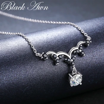[BLACK AWN] Classic 925 Sterling Silver Šperky Elegantný Náhrdelník pre Ženy, Striebro 925 Šperky, Náhrdelníky, Prívesky, K037