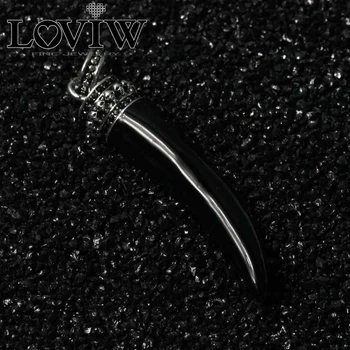 Black CZ lebky Zub Náhrdelník s Príveskom v Európskom Štýle nové Cool Silver Black Zirconia Onyx Šperky Pre Mužov DIY Darček Bijoux