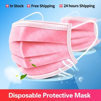 Black Disposable Non-tkané 3-vrstvový Masku na Tvár 100/200 Ks Priedušná Maska S Elastické Earband Priedušná Dospelých Úst Maska