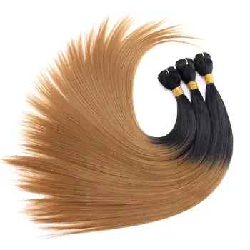 Black Golden Rovné Vlasy, tkať 100 G/ks Ombre Syntetické Vlasy zväzky pre ženy