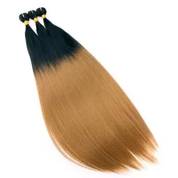 Black Golden Rovné Vlasy, tkať 100 G/ks Ombre Syntetické Vlasy zväzky pre ženy
