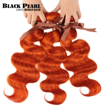 Black Pearl Orange Telo Vlna Brazílsky Vlasy Väzbe Zväzky Ľudské Vlasy Rozšírenie Dodávateľov 8 Až 28 Palcové Remy Ľudské Vlasy Zväzky