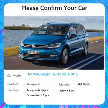 Blatníky pre Volkswagen VW Touran 2003~2019 MK1 MK2 Auto Príslušenstvo Blatník Mudflaps Stráže Splash Klapky Bahna 2004 2005 2016 2017