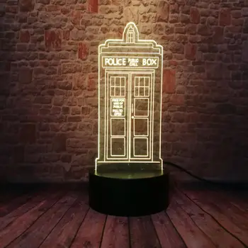 Blikajúce 3D Ilúziu Lampa LED 7 Farebné Zmeny Stôl Nočného Lekára, Ktorý Obrázok Blikajúce Policajné Tardis Model Hračky