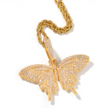 BLING KRÁĽ Prívesok Motýľ Meď, Zlato & Silver Farba Módne Hiphop Muži Ženy Šperky Drop Shipping