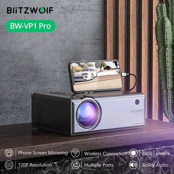 Blitzwolf BW-VP1-Pro LCD Projektor 2800 Lúmenov Telefón Rovnakej Obrazovke 1080P Vstup, Audio Bezdrôtový Inteligentné Domáce Kino Projektor Android