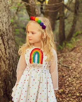 Blotona Batoľa Detský Baby Dievčatá 3D Rainbow, Šaty bez Rukávov Móde Polka Bodkami, Podväzkové Sundress Oblečenie 0-24M