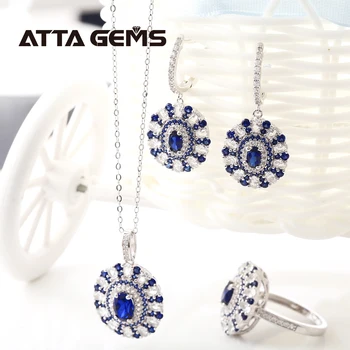 Blue Sapphire Mincový Striebro Šperky Set pre Ženy, Svadobné Šperky Oslavy Výročia Darčeky Vytvorené Sapphire S925 Jewerly