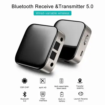 Bluetooth 5.0 Adaptér 2-v-1 Vysielač&Prijímač pre TV, Bezdrôtové Slúchadlá Reproduktor s Optickým/AUX Rozhranie
