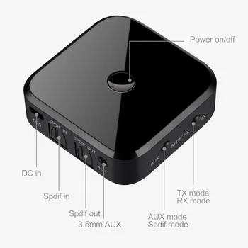 Bluetooth 5.0 Vysielač, Prijímač Bezdrôtovej Audio Adaptér 3,5 mm AUX/SPDIF Pre TV PC7